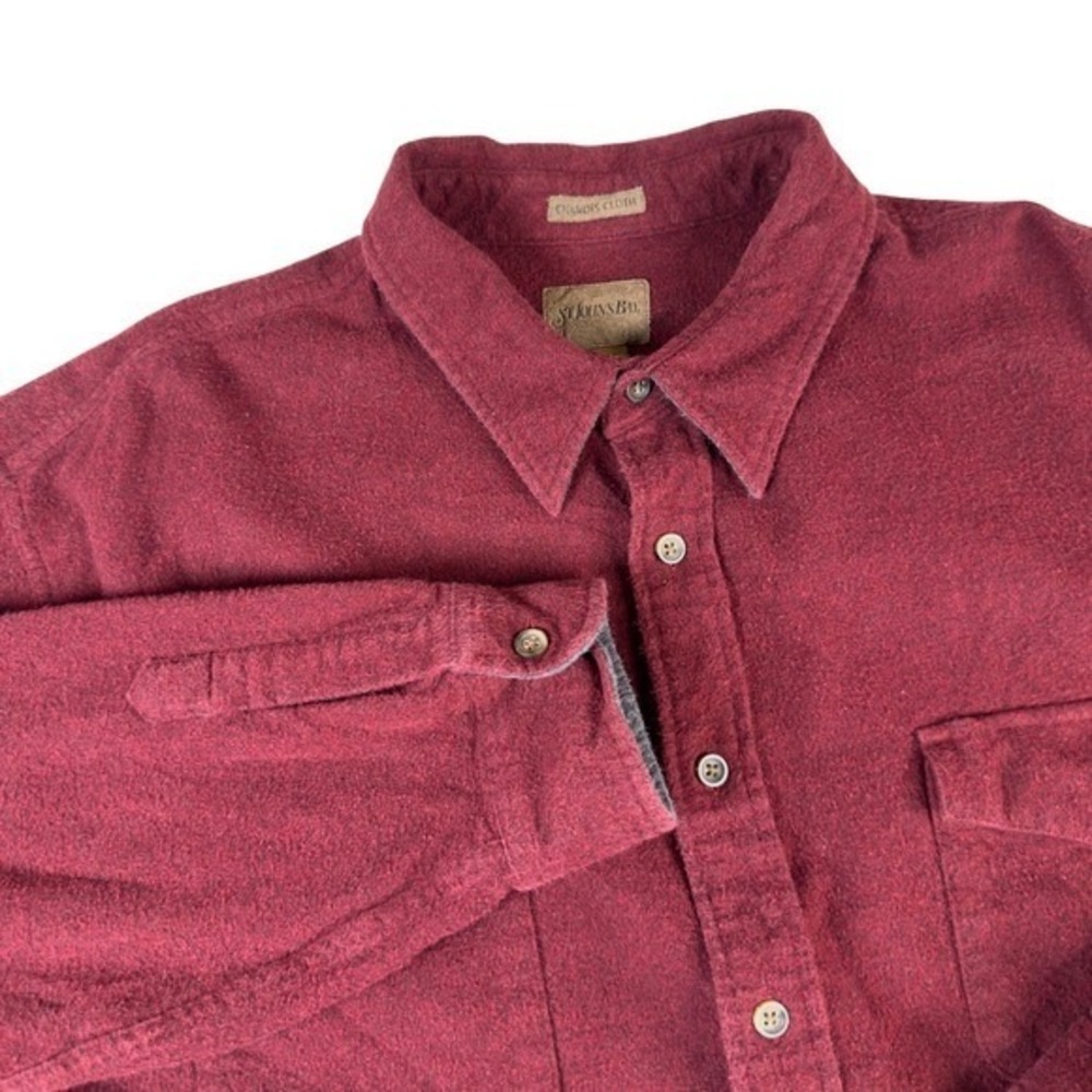 ST JOHNS BAY XX LARGE Burgundy Chamois Cloth Button Down Shirt Long Sleeve‎